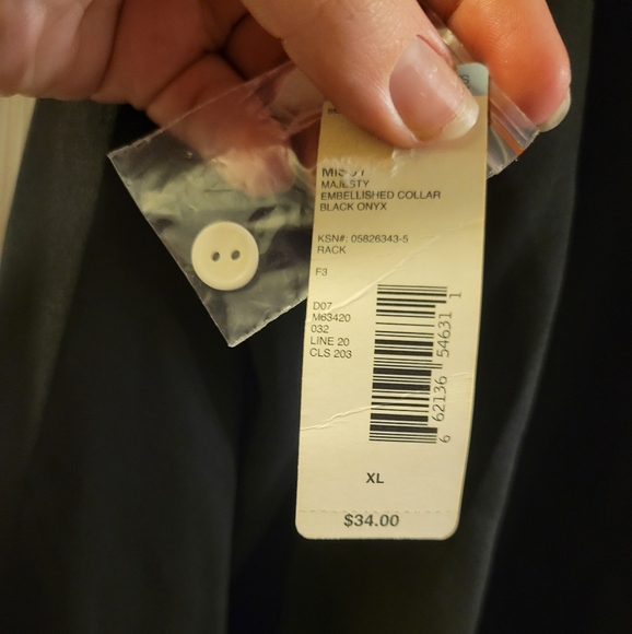 Metaphor black sheer button up w/ white details Gold embroidered collar size XL - Picture 9 of 10